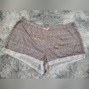 Women's Medium Sleep Shorts Lace Trim Bow Detail